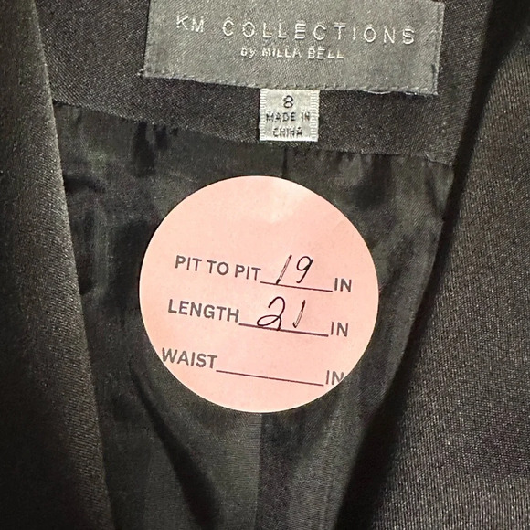 KM Collections By Milla Bell Black Satin Punch Hole Pantsuit Bell Bottoms Prom - Picture 11 of 11